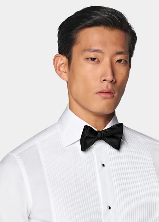 Koszula smokingowa z plisowaniem tailored fit biała