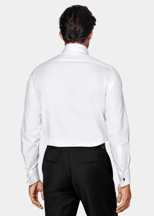 Camisa de esmoquin blanca de sarga corte Tailored