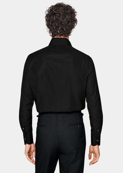 Black Twill Tailored Fit Shirt