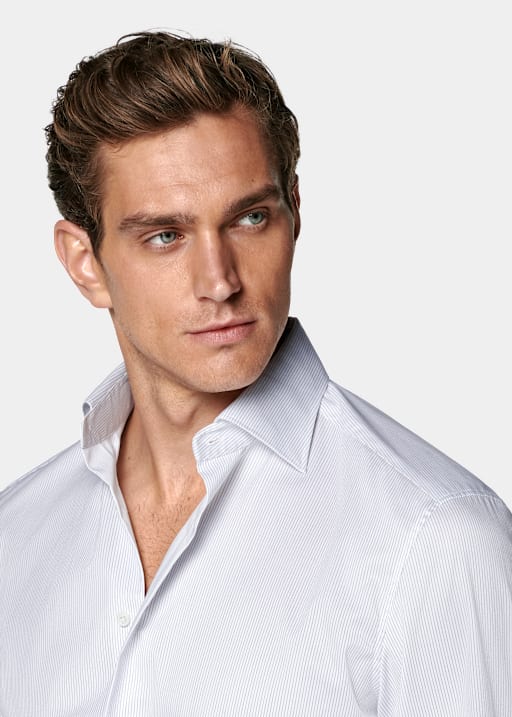 Chemise coupe Tailored en twill blanche à rayures