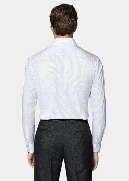Chemise coupe Tailored en twill blanche à rayures