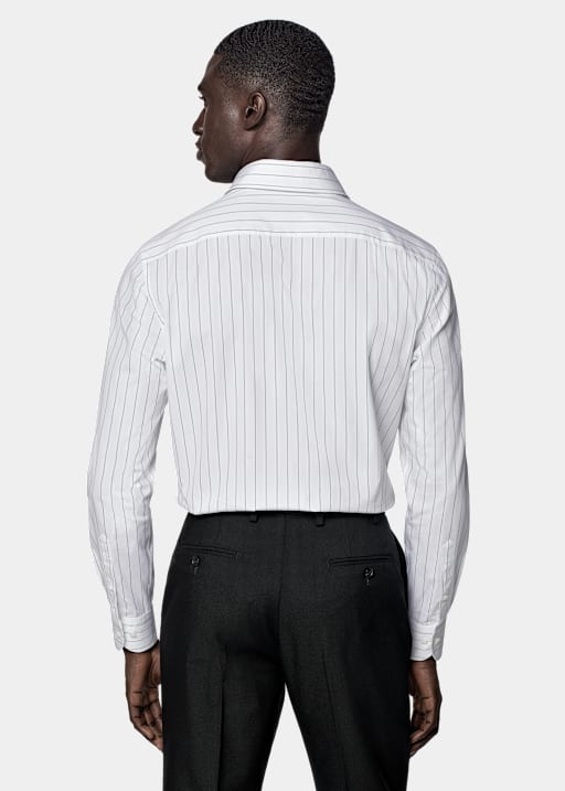 Hemd weiß gestreift Pointkragen Tailored Fit