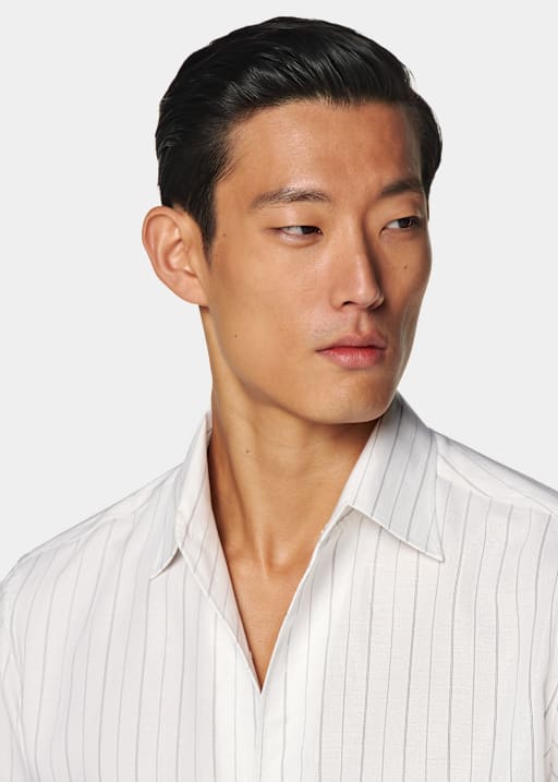 Chemise coupe Tailored blanc cassé à rayures