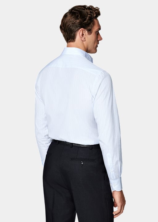 Light Blue Striped Tailored Fit Shirt