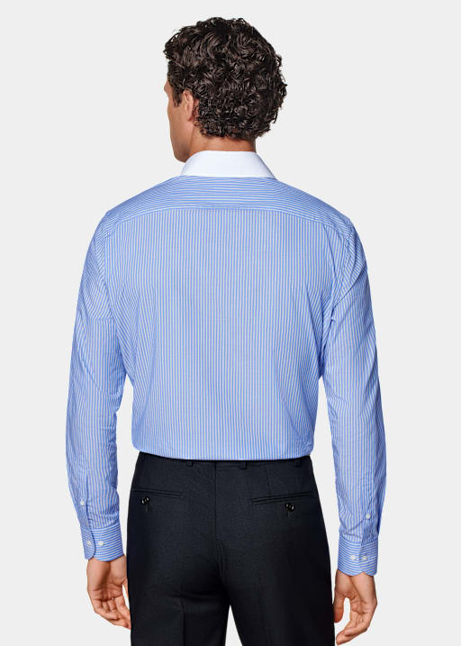 Camisa azul claro a rayas corte Tailored