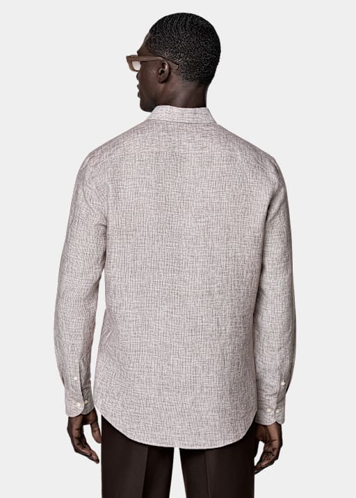 Brown Striped Tailored Fit Shirt