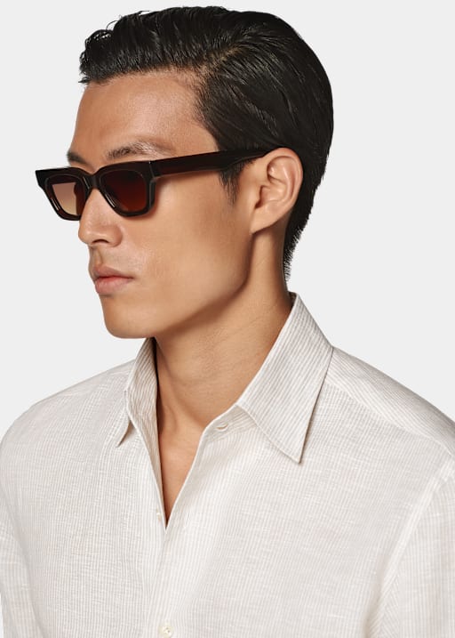 Hemd sand gestreift Tailored Fit