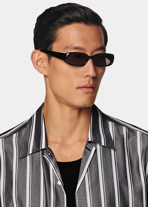 Black Striped Short Sleeve Shirt