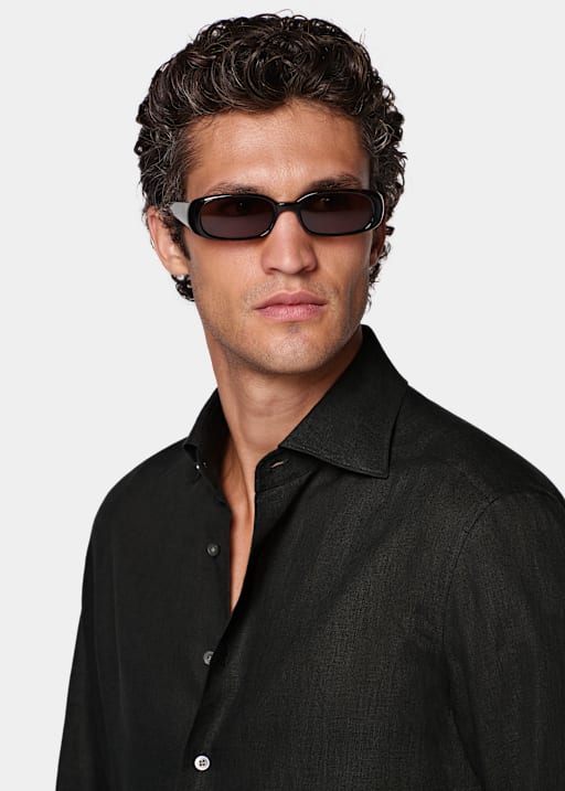 Chemise en lin noire