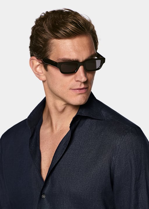 Navy Linen Shirt