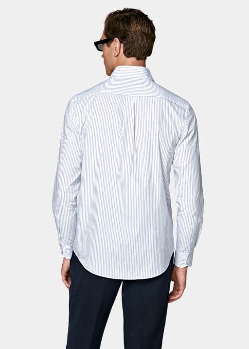 Hemd mittelblau gestreift Klassischer Kragen