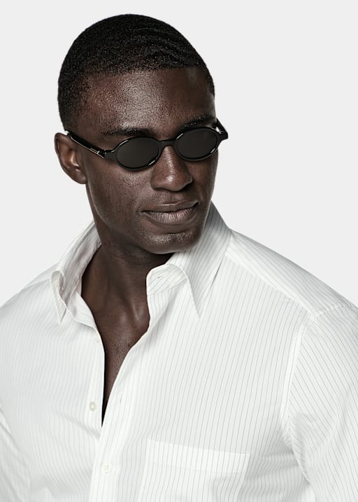 Black Striped Cotton Shirt