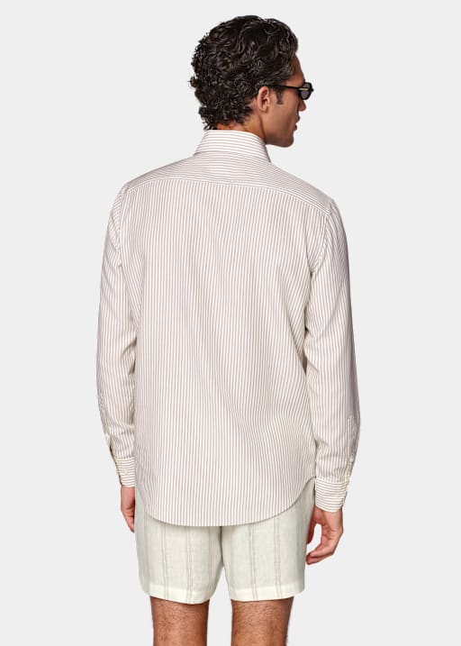 Light Brown Striped Lyocell Shirt