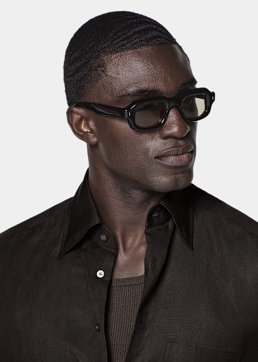 Donkerbruine Linnen Zijde Overshirt