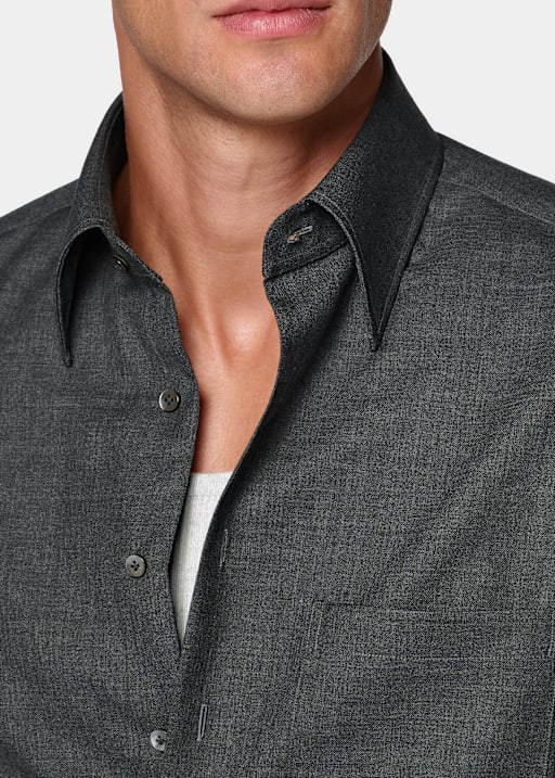 Dunkelgraues Woll-Overshirt