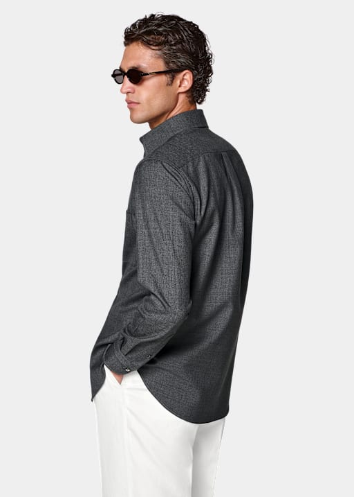 Dunkelgraues Woll-Overshirt