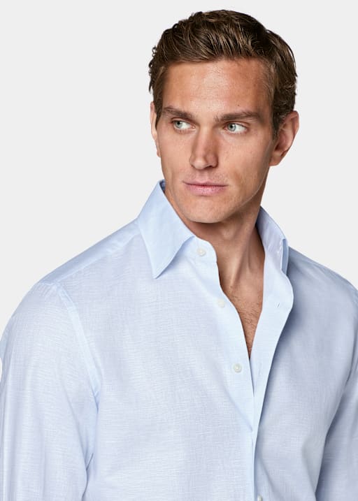 Chemise col classique bleu clair