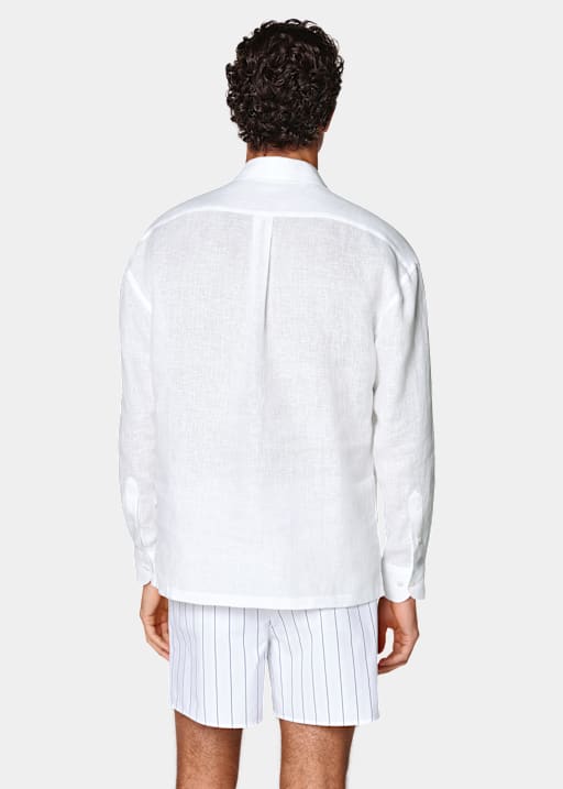 White Linen Popover Shirt
