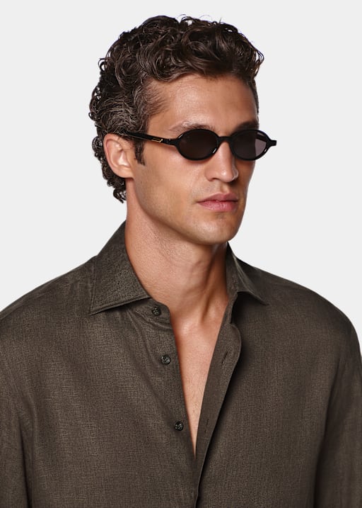 Dark Brown Linen Shirt