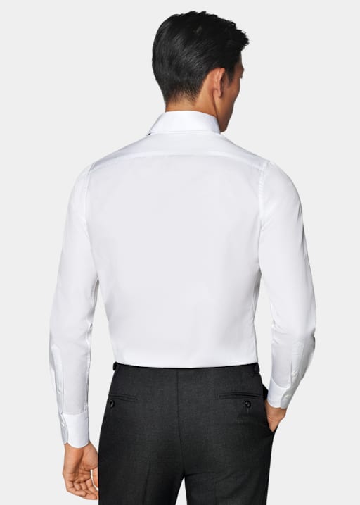 白色斜纹特别修身剪裁衬衫