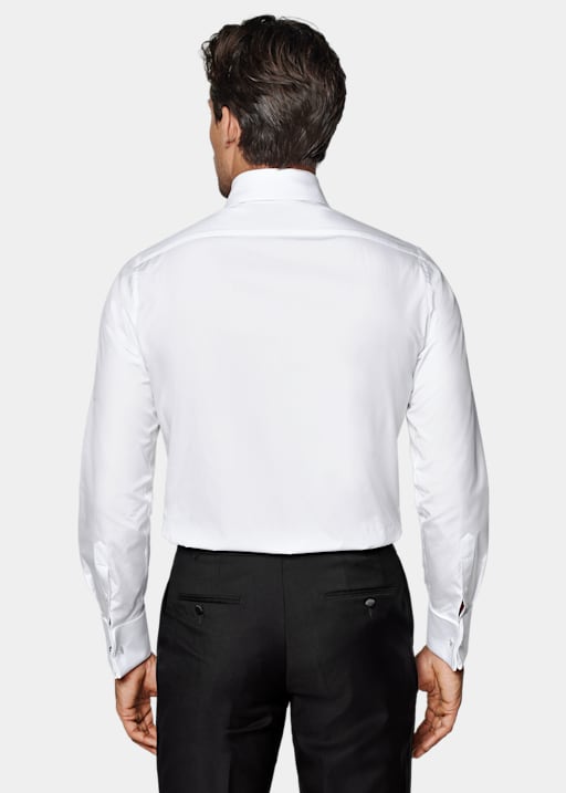 白色凹凸纹特别修身剪裁礼服衬衫