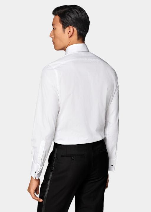 Camisa de esmoquin blanca plissé corte Slim