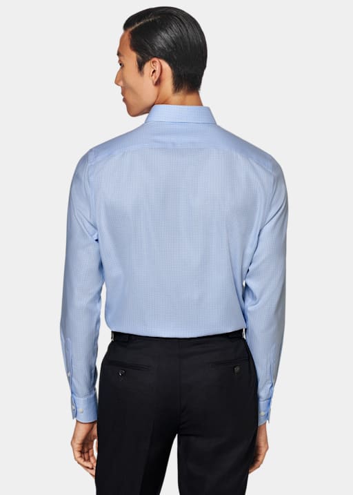 Light Blue Checked Twill Extra Slim Fit Shirt