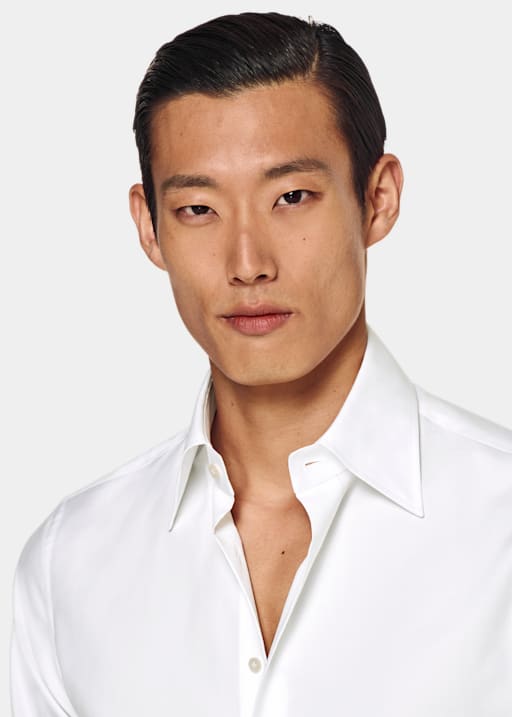 White Large Classic Collar Slim Fit Shirt