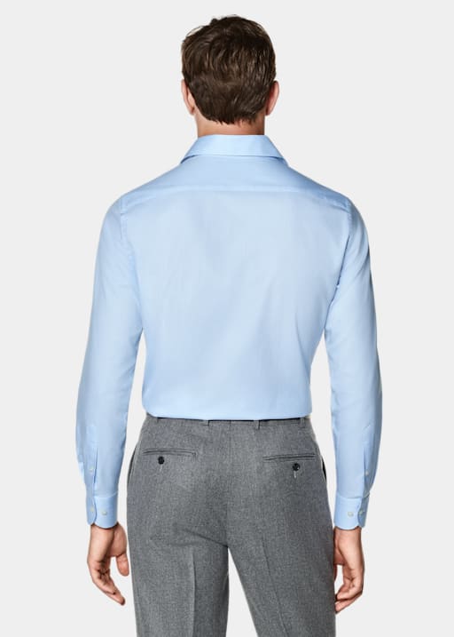 Camisa de sarga corte Tailored azul claro