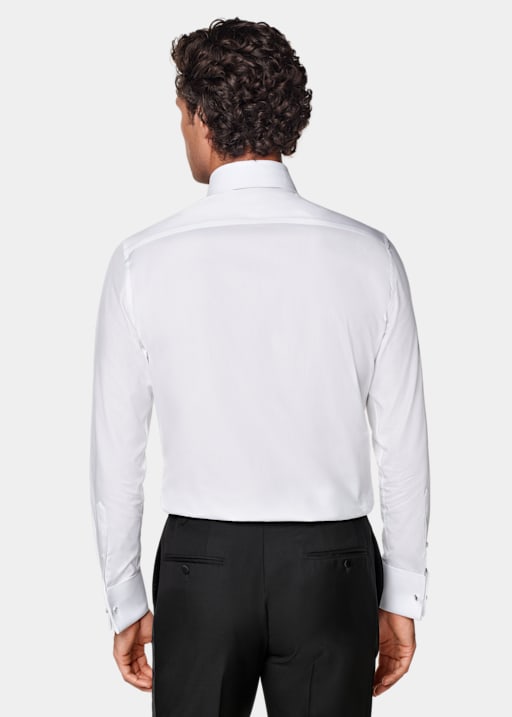 White Piqué Tailored Fit Tuxedo Shirt