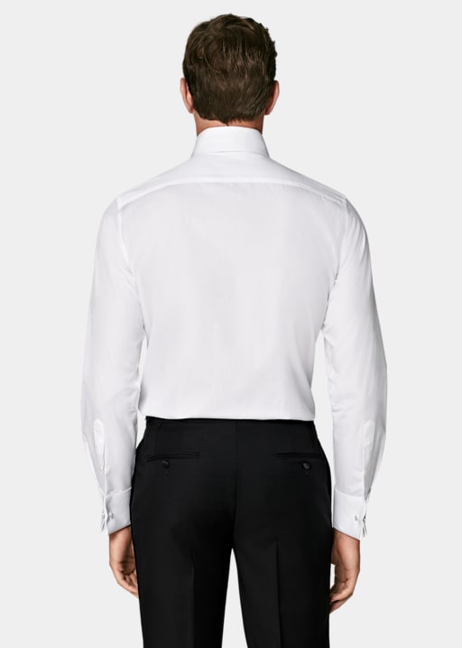 White Plisse Tailored Fit Tuxedo Shirt