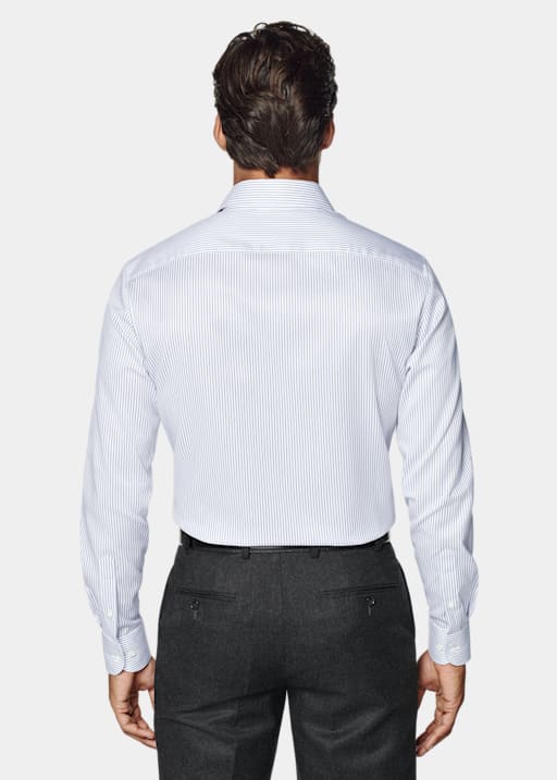 Chemise coupe Tailored en twill bleu marine à rayures