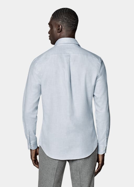 浅蓝色棉质法兰绒衬衫