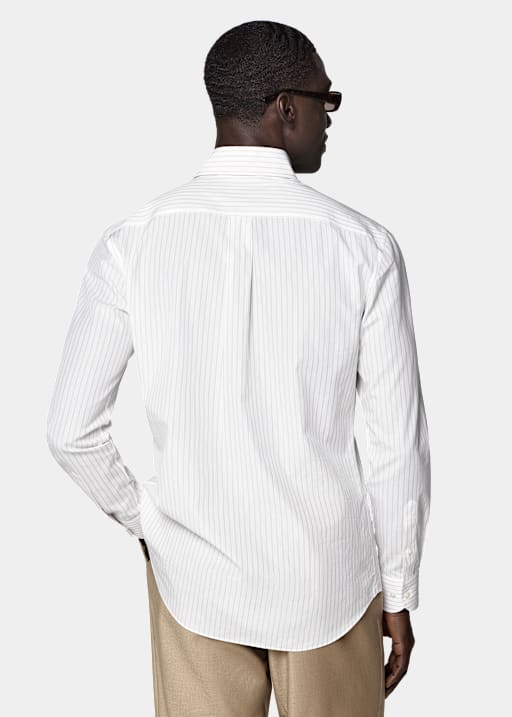 Sand Striped Point Collar Shirt