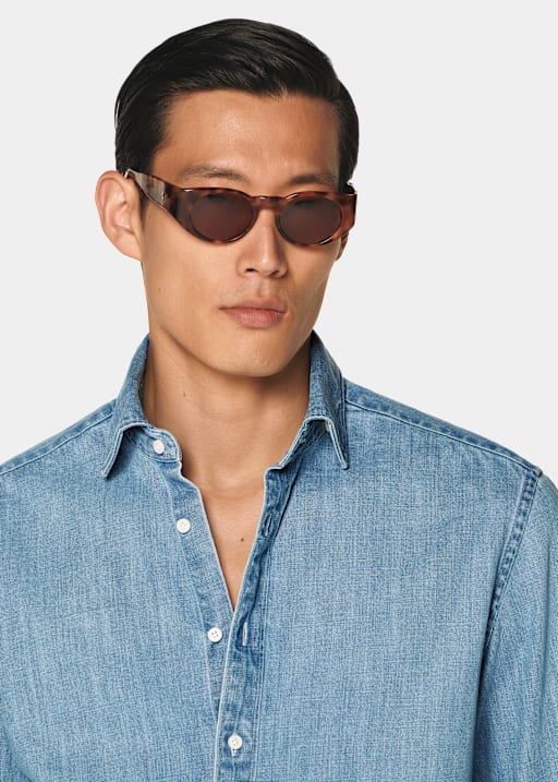 Mid Blue Denim-Hemd