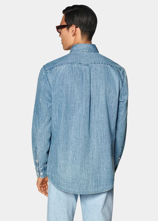 Mid Blue Denim-Hemd