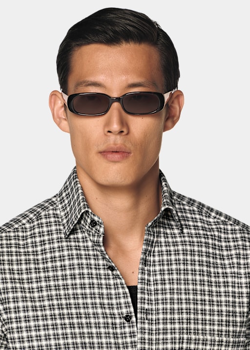 Black Checked Cotton Flannel Shirt