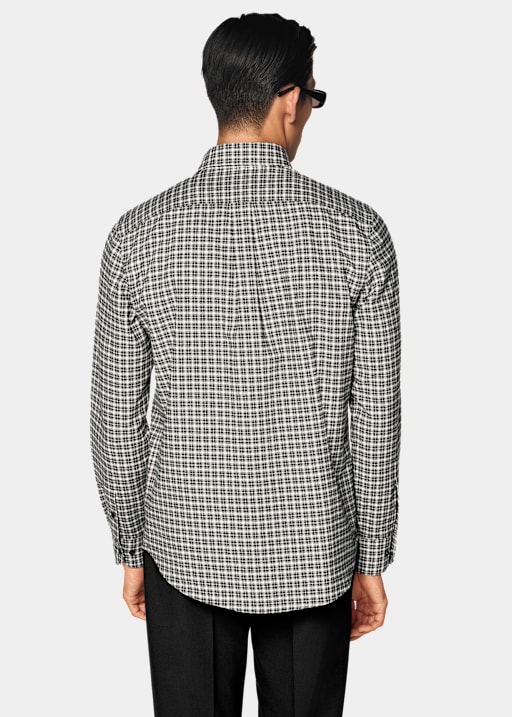 Black Checked Cotton Flannel Shirt