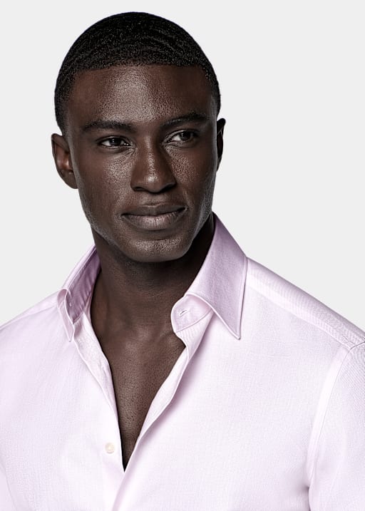 Chemise col classique rose