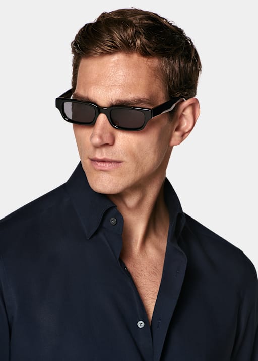 Navy Lyocell-Hemd