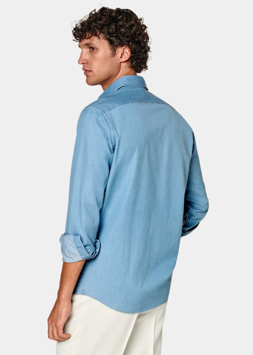 Chemise coupe ajustée bleu moyen