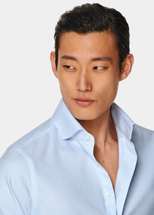 Oxford Hemd hellblau gestreift Extra Slim Fit