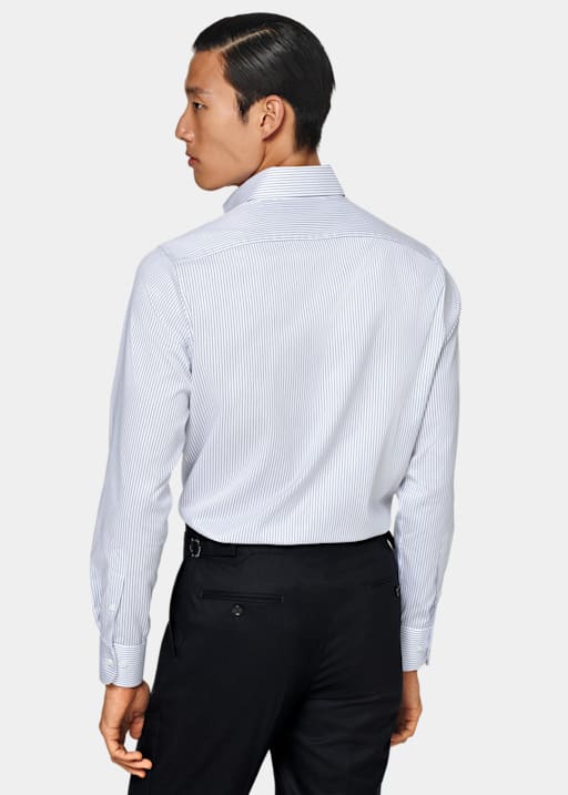 Navy Striped Oxford Slim Fit Shirt