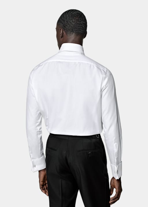 Koszula smokingowa piqué slim fit biała