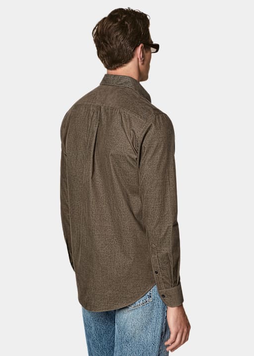 Chemise en velours c&ocirc;tel&eacute; vert fonc&eacute;