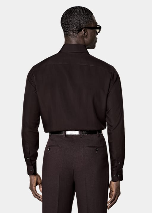 Dark Red Lyocell SIlk Shirt