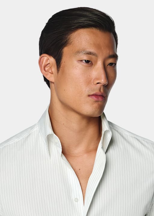Black Striped Point Collar Shirt
