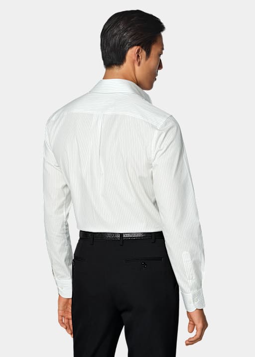 Black Striped Point Collar Shirt