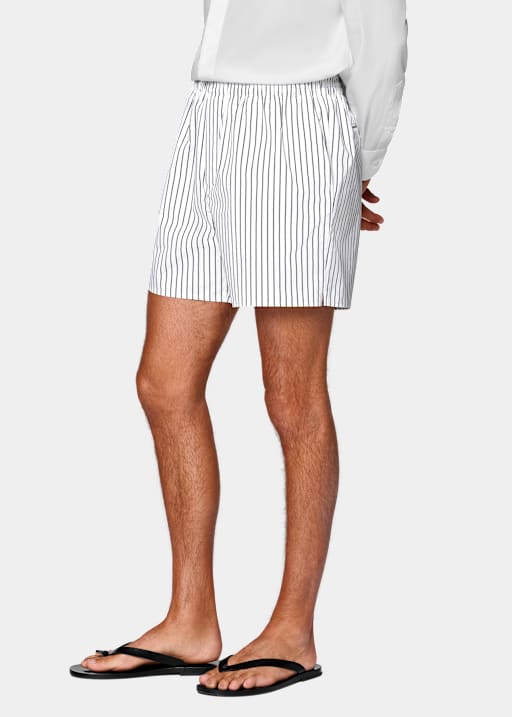 Black Striped Straight Leg Shorts