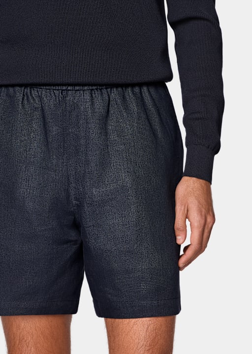 Navy Straight Leg Shorts